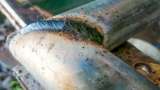 stick welding of thin galvanized pipe  welding techniques [upl. by Einnus]