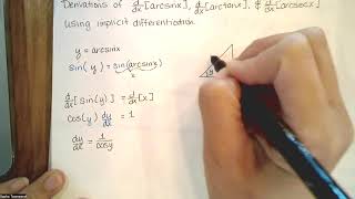 2128 Inverse Trig Derivatives using Implicit Differentiation  Analytic Geometry and Calculus I [upl. by Anyl]