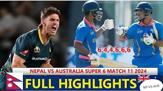 NEPAL VS AUSTRALIA FULL MATCH HIGHLIGHT Hong Kong Cricket Sixes 2024 NEP VS AUS [upl. by Millburn]