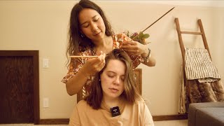 ASMR Scalp Check and Gua Sha Massage with Subscriber Sara Real Person [upl. by Iana]