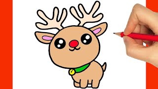 HOW TO DRAW A CHRISTMAS REINDEER  CHRISTMAS DRAWINGS [upl. by Anuaf718]