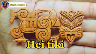 New Zealand wooden jewelry necklace Maori Hei tikiart woodcarving [upl. by Bow118]