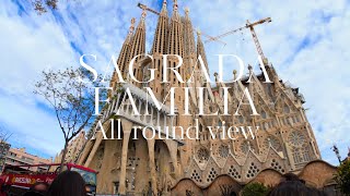 BARCELONA 4K Sagrada Familia 360 degrees overview in December 2023 [upl. by Tloh704]