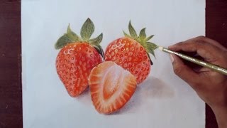 Drawing strawberry  Prismacolor Pencils [upl. by Clement]