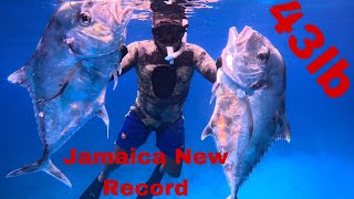 HISTORY Created Today Double Kill GIANT African Pampano Speared In Jamaica🇯🇲 Record Breaking Stuff [upl. by Oilerua]