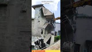 The process of demolishing a house using an excavator [upl. by Aninad]