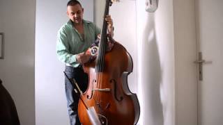 Upright Bass replacing tailpiece with Dyneema strings [upl. by Edison469]