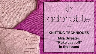 Knitting techniques  Ruke cast off in the round  2 x 1 rib bind off [upl. by Agna349]