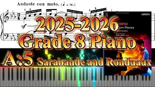 ABRSM Piano Grade 8 20252026 A5 Sarabande and Ronduaux from Partita No2 in C minor BWV 826 [upl. by Mccandless]