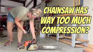 Chainsaw Extremely HARD To Pull Check This Simple Fix Stihl MS280 [upl. by Ellehcer]