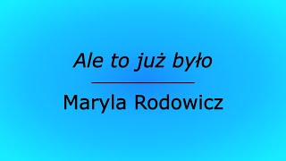 Ale to już było  Maryla Rodowicz karaoke cover [upl. by Chace930]