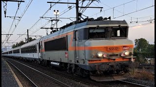 SNCF Intercité with locomotive BB 22200 Nez Cassé arriving at Rivesaltes  France trains [upl. by Linzy258]