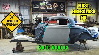 34 Ford Coupe Fiberglass Repairs  Trunk Lid Fix [upl. by Naleag898]