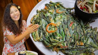 Korean Chive Pancake Recipe Buchujeon Perfect with Makgeolli 🍶 [upl. by Eedya660]