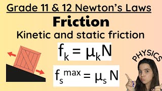 Grade 11 and 12 Forces Friction Static and kinetic friction [upl. by Bryana]