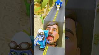 Jump Over Giant MrBeast into Pit vs Mario amp Sonic amp Jax Digital Circus and Shrek Car [upl. by Comyns662]