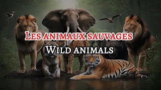 Wild Animals  Les Animaux Sauvages  French  English Vocabulary [upl. by Anwahs]