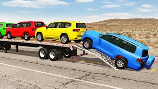 Flatbed Truck Mcqueen  Transportation with Truck  Pothole vs Car 169  BeamNGDrive [upl. by Afihtan763]