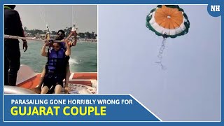 Scary video Parasailing gone horribly wrong for Gujarat Couple [upl. by Rosner]