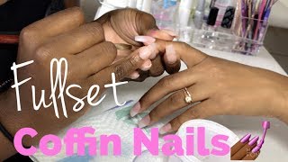 Acrylic Nails Full set Coffin Nail Tutorial [upl. by Aelanna]