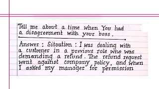 INTERVIEW QUESTION  Tell me a time when You had a disagreement with Your Boss [upl. by Oah]