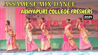 Assamese Mix Group Dance 😍 ll Abhyapuri College Freshers 310824 [upl. by Largent33]