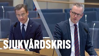 Mikael Damberg får inga svar av Ulf Kristersson om hans vårdlöfte [upl. by Strang]