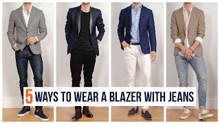 How to Wear A Blazer With Jeans  Casual Men’s Fashion  Spring Outfit Inspiration [upl. by Cummine]