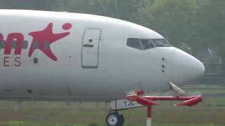 Corendon Airlines Europe B737800 Takeoff Groningen Airport Eelde [upl. by Hirza]