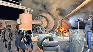 Amazing Process Of Recycling Tires into Oil  Incredible Effort Extracted Black Oil From Old Tires [upl. by Aneda372]