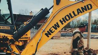 Установка гидробура на экскаватор погрузчик NEW Holland B115B Backhoe loader [upl. by Duyne]