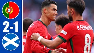 Portugal vs Scotland 21 highlights Ronaldo late winner and Bruno Fernandes goal [upl. by Annadroj]