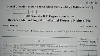 21RMI56Research Methodology And Intellectual Property Rights 21 Scheme Model Question Papers vtu [upl. by Carnahan169]