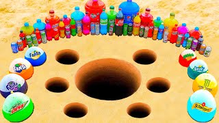 EXPERIMENT Many Balloon of CocaCola Mtn Dew Fanta amp Popular Sodas vs Mentos 7 Holes Underground [upl. by Asyle]