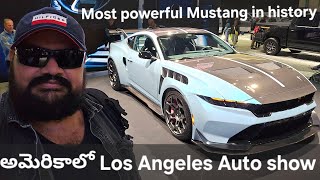 అమెరికా లో Los Angeles Auto show 2024 Motorsports from USA telugu vlogs LA Auto show Mustang GTD [upl. by Nnairam130]