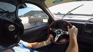 Tandem Drifts with Ford Sierra and BMW E36 at Hockenheimring [upl. by Nosyaj]