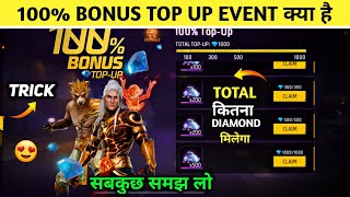 100 Bonus Top Up Event Kya Hai 😍  Total Kitne Diamonds Milega  Free Fire New Event  100 Bonus [upl. by Katleen]