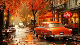 Cozy Autumn Jazz for Relaxing Vibes 🍁 Rainy Day with Smooth Jazz Music amp Nostalgic Street Cafe [upl. by Llerred]