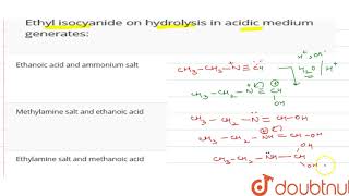 Ethyl isocyanide on hydrolysis in acidic medium generates [upl. by Hamilah]