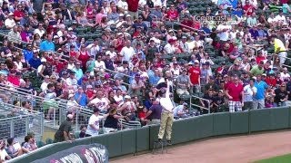 Twins ballboy makes an incredible leaping catch [upl. by Flss]