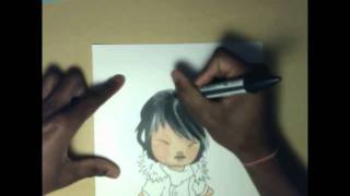 Letraset Promarker Marker Tutorial  Dark hair [upl. by Tsew]