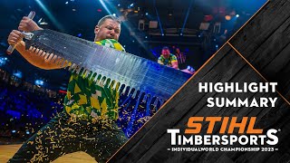 STIHL TIMBERSPORTS® Individual World Championship 2023  competition highlights [upl. by Aevin]