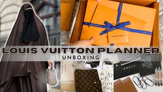 Unboxing Louis Vuitton Large Agenda Cover  Muslimah Planner Stationary amp Business Organisation [upl. by Lynd]