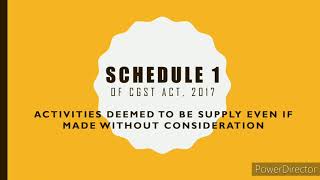 SCHEDULE 1 OF CGST ACT 2017HINDI  GST  CMA group 2  Sudhir Mishra [upl. by Selmner]