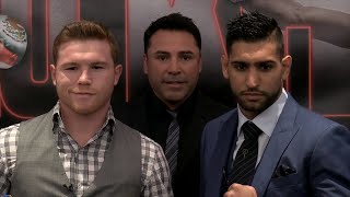 Canelo Alvarez vs Amir Khan London Press Conference video highlights [upl. by Evod440]