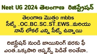 Neet ug 2024 medical colleges Telangana total seats registration process web options  Neet hunt [upl. by Aicatsan]