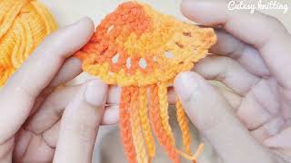 Amazing🤩🤩Crochet Jelly Fish Applique I Crochet Nautical I Crochet Sea Animal Applique [upl. by Irrek542]