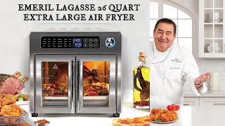 Emeril Lagasse 26 Quart Extra Large Air Fryer Convection Toaster Oven With French Doors Stainless [upl. by Peggie]