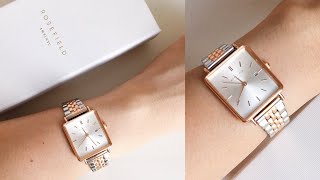 Rosefield The Boxy Watch Silver Rose Gold Review [upl. by Annirok]