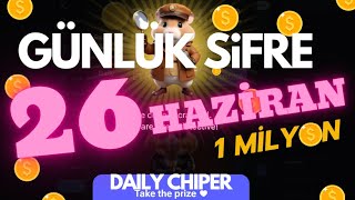 HAMSTER KOMBAT 26 HAZÄ°RAN GÃœNLÃœK ÅžÄ°FRE hamsterkombat hamsterkombatdailycipher [upl. by Aihsetan]